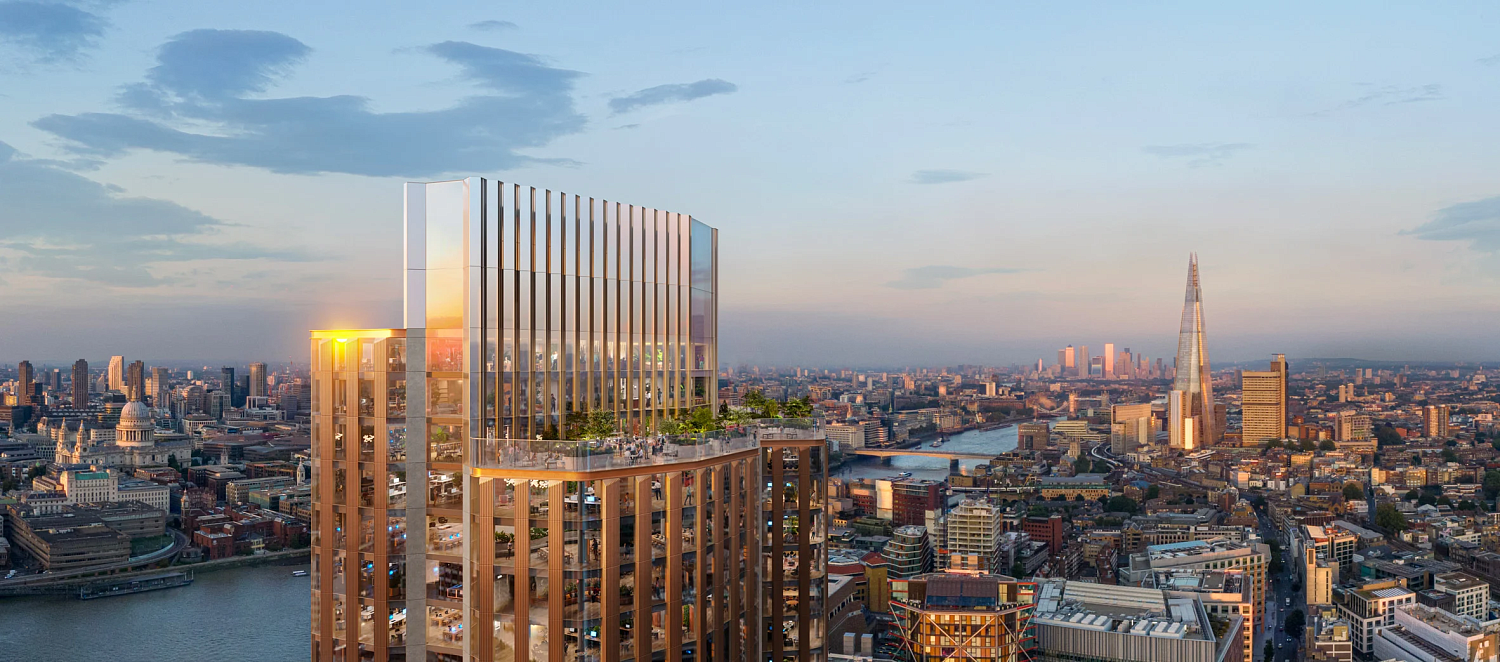 Foster + Partners представила небоскрёбы с видом на Темзу в Лондоне