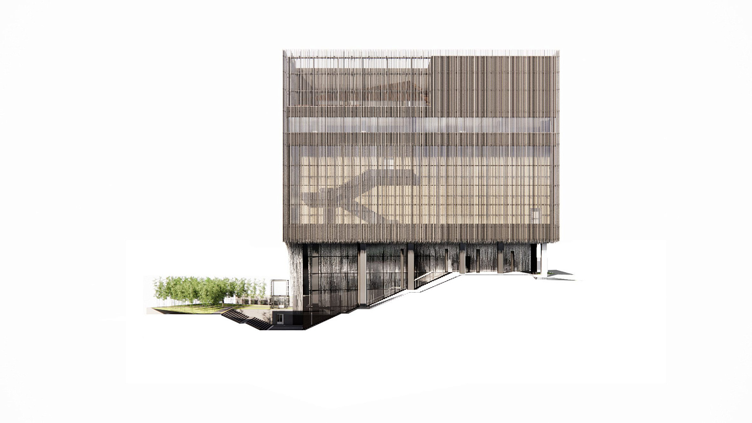 Kengo Kuma окутывает музей в Сеуле каскадными алюминиевыми трубами